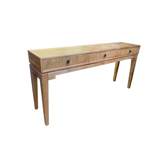 Mosaic Oak Console Table 3 Drawer